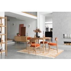 G Plan Winchester Retro Oak 130-170cm D-End Extending Dining Table Set & 4 Flora Orange Chairs G Plan Winchester Retro Oak 130-170cm D-End Extending Dining Table Set & 4 Flora Orange Chairs