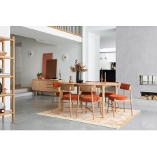 G Plan Winchester Retro Oak 130-170cm D-End Extending Dining Table Set & 4 Flora Orange Chairs G Plan Winchester Retro Oak 130-170cm D-End Extending Dining Table Set & 4 Flora Orange Chairs