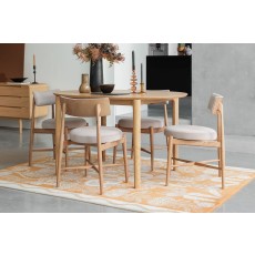 G Plan Winchester Retro Oak 130-170cm D-End Extending Dining Table Set & 4 Flora Taupe Chairs