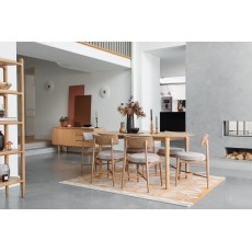 G Plan Winchester Retro Oak 130-170cm D-End Extending Dining Table Set & 4 Flora Taupe Chairs G Plan Winchester Retro Oak 130-170cm D-End Extending Dining Table Set & 4 Flora Taupe Chairs