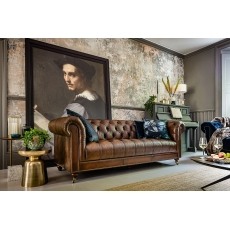 Buckingham Leather Chesterfield 4 Seater Sofa in Vintage Cognac