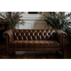 Buckingham Leather Chesterfield 4 Seater Sofa in Vintage Cognac