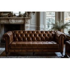 Buckingham Leather Chesterfield 3.5 Seater Sofa in Vintage Cognac