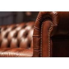 Buckingham Leather Chesterfield Wing Chair in Vintage Cognac