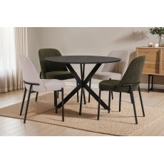 Sadie Industrial 110cm Round Dining Table in Smoke Finish