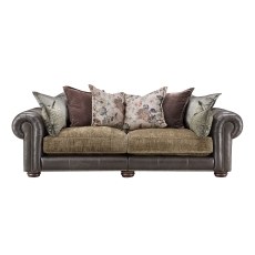 Atlantis Fabric & Leather Mix Pillow Back 3 Seater Sofa