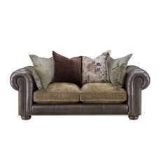 Atlantis Fabric & Leather Mix Pillow Back 2 Seater Sofa