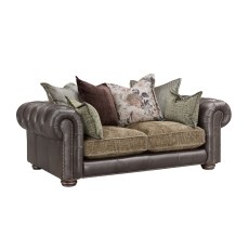 Atlantis Fabric & Leather Mix Pillow Back 2 Seater Sofa