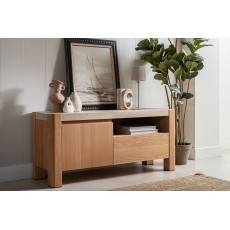 Arlo Natural Oak TV Unit with Travertine Ceramic Top