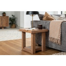 Oakley Reclaimed Wood Lamp Table in Rustic Buff Finish