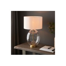 Gallery Direct Kelda Oval Table Lamp Satin Brass Vintage White