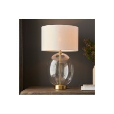 Gallery Direct Kelda Oval Table Lamp Satin Brass Vintage White