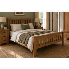 Salisbury Waxed Premium Oak Slatted Bed Frame