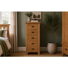 Salisbury Waxed Premium Oak Tallboy Chest Of Drawers