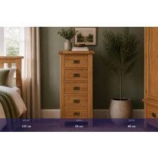 Salisbury Waxed Premium Oak Tallboy Chest Of Drawers