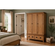 Salisbury Waxed Premium Oak Triple Wardrobe