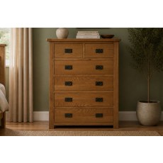 Salisbury Waxed Premium Oak 2 Over 4 Chest Of Drawers
