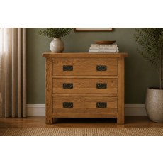 Salisbury Waxed Premium Oak 3 Drawer Chest Of Drawers