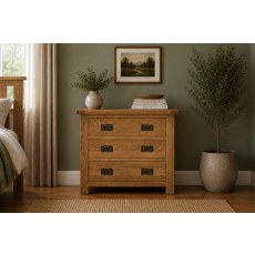 Salisbury Waxed Premium Oak 3 Drawer Chest Of Drawers