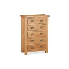 Salisbury Waxed Premium Oak 5 Drawer Chest Of Drawers