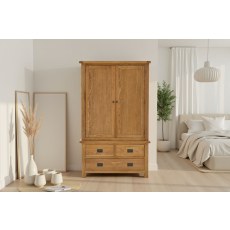 Salisbury Waxed Premium Oak Gents 3 Drawer Wardrobe Salisbury Waxed Premium Oak Gents 3 Drawer Wardrobe