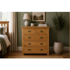 Salisbury Waxed Premium Oak 2 Over 3 Chest Of Drawers