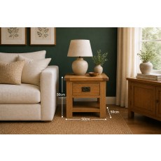 Salisbury Waxed Premium Oak Lamp Table With Drawer