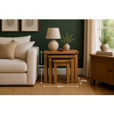 Salisbury Waxed Premium Oak Nest Of Tables - Self Assembly