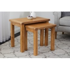 Salisbury Waxed Premium Oak Nest Of Tables - Self Assembly