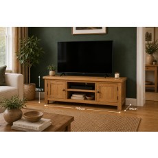 Salisbury Waxed Premium Oak Extra Large Media Stand