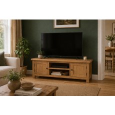 Salisbury Waxed Premium Oak Extra Large Media Stand
