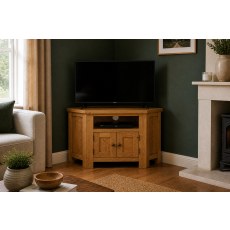 Salisbury Waxed Premium Oak Corner Tv Unit