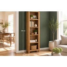 Salisbury Waxed Premium Oak Slim Bookcase - Self Assembly