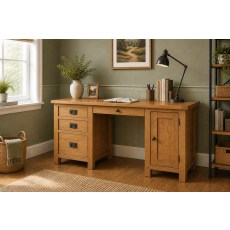 Salisbury Waxed Premium Oak Double Desk