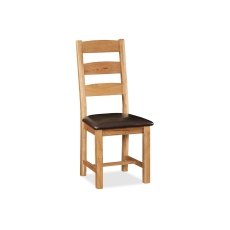 Salisbury Waxed Premium Oak Slatted Dining Chair With Pu Seat - Self Assembly