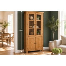 Salisbury Waxed Premium Oak Display Cabinet