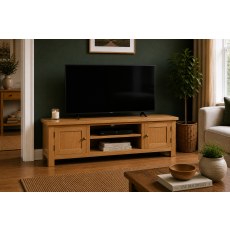 Salisbury Waxed Premium Oak Large Low Line Media Stand