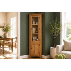 Salisbury Waxed Premium Oak Corner Display Cabinet