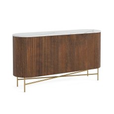 Harvard Reeded Mango Wood Large Sideboard with Marble Top