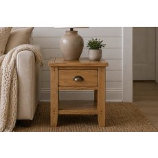 Burford Country Oak Lamp Table with Drawer