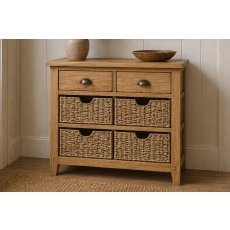Burford Country Oak Console Table with Basket