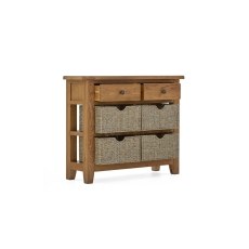 Burford Country Oak Console Table with Basket