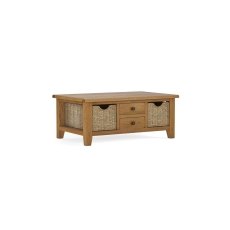 Burford Country Oak Large Coffee Table with Basket
