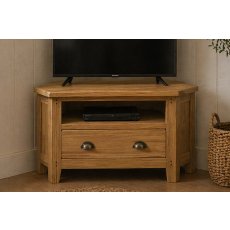 Burford Country Oak Corner TV Unit with Drawer