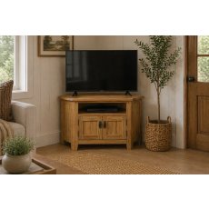 Burford Country Oak Corner TV Unit with Door