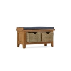 Burford Country Oak Hallway Bench with Basket