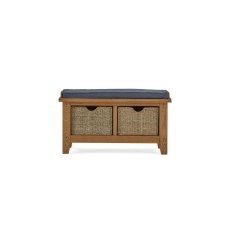 Burford Country Oak Hallway Bench with Basket