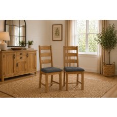 Burford Country Oak Ladder Dining Chair (Pair)