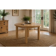 Burford Country Oak Round 120-160cm Extending Dining Table