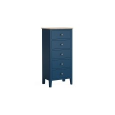 Marlow Oak Painted Navy Blue Tallboy Chest of Drawers